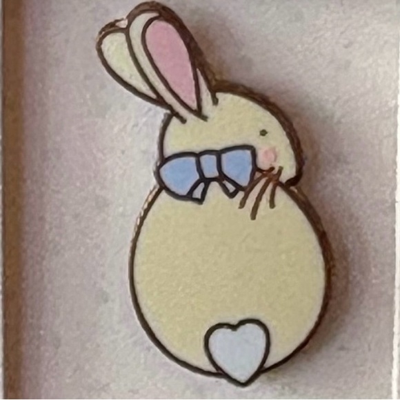 sweet little things Jewelry - Tiny little bunny pin with pink ears, a blue bow, and white “heart” cottontail